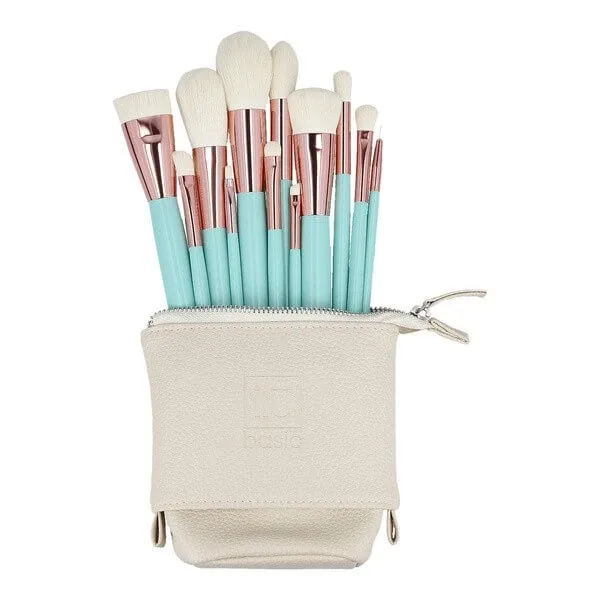 Ilu Basic, Set de 12 pensule de machiaj + cutie, turcoaz — preț și oferte
