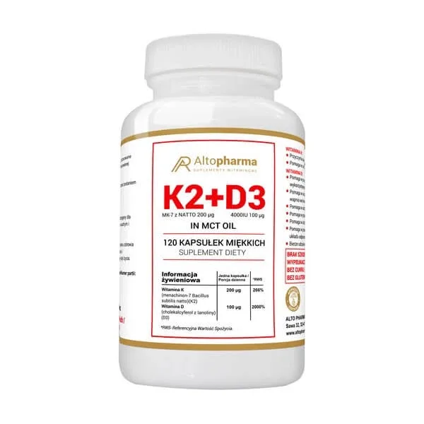K2 200 mcg + D3 100 mcg 4000 UI, capsule moi, 120 buc. — preț și oferte