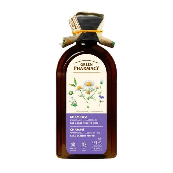 Green Pharmacy, șampon pentru păr vopsit, mușețel și ulei de in, 350 ml — preț și oferte