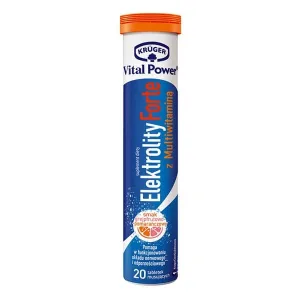 Kruger Vital Power Elektrolity Forte cu multivitamine, comprimate efervescente, aromă de grapefruit-portocale, 20 buc.