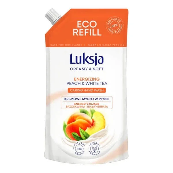 Luxja Creamy &amp; Săpun lichid moale, energizant, Piersică și ceai alb, refill, 400 ml — preț și oferte