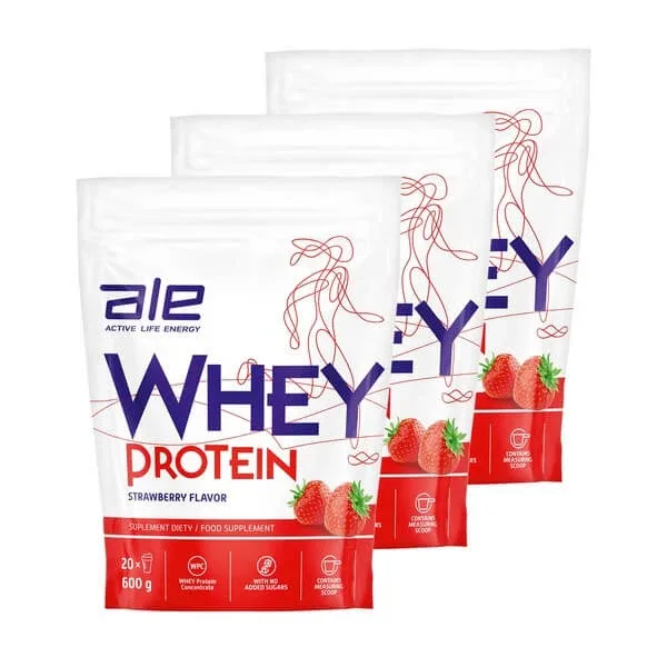 Set de 3x ALE Whey Protein Strawberry Flavor — preț și oferte