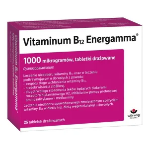 Vitaminum B12 Energamma, 1.000 micrograme, tablete iritate, 25 buc.