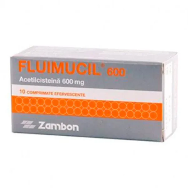 Fluimucil 600 mg, Angelini | 10 comprimate efervescente — preț și oferte