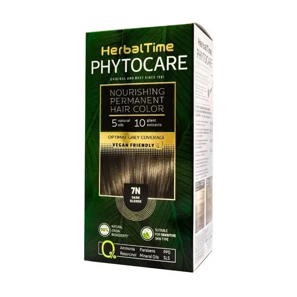 Herbal Time Phytocare, vopsea de păr 7N, blond închis, 130 ml — preț și oferte