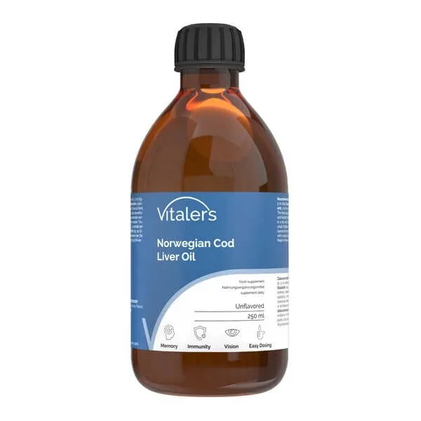 Vitalers Norwegian ulei de ficat de cod neparfumat, lichid, 250 ml — preț și oferte