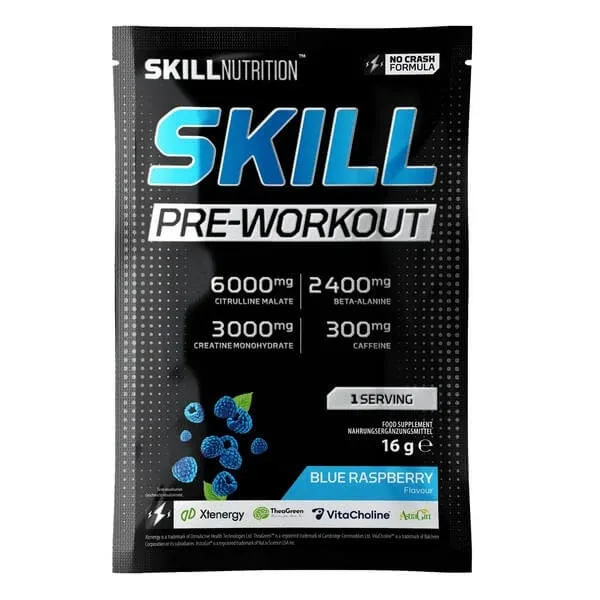 Skill Nutrition Pre-Workout, pulbere, aromă de zmeură albastră, 16 g — preț și oferte