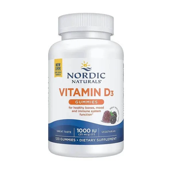 Nordic Naturals Vitamina D3 Gummies 1000 UI, boabe de jeleu, aromă de mure, 120 buc. — preț și oferte