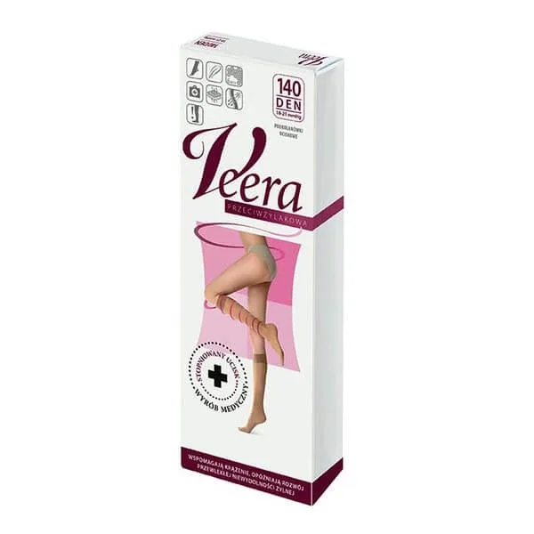 Veera Anti-Hyperglycemic, șosete de genunchi, deget deschis, 140 DEN, solei, mărimea 1/2 (35-38) — preț și oferte