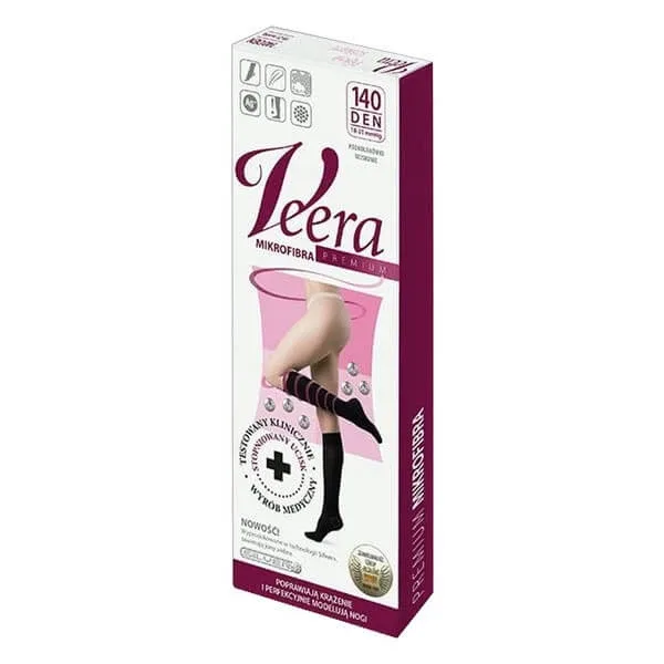 Veera Microfibra Premium, șosete de compresie până la genunchi, microfibră, 140 DEN, negru, mărimea S — preț și oferte
