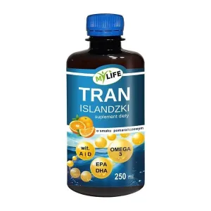 Ulei de ficat de cod islandez, aromă de portocale, 250 ml