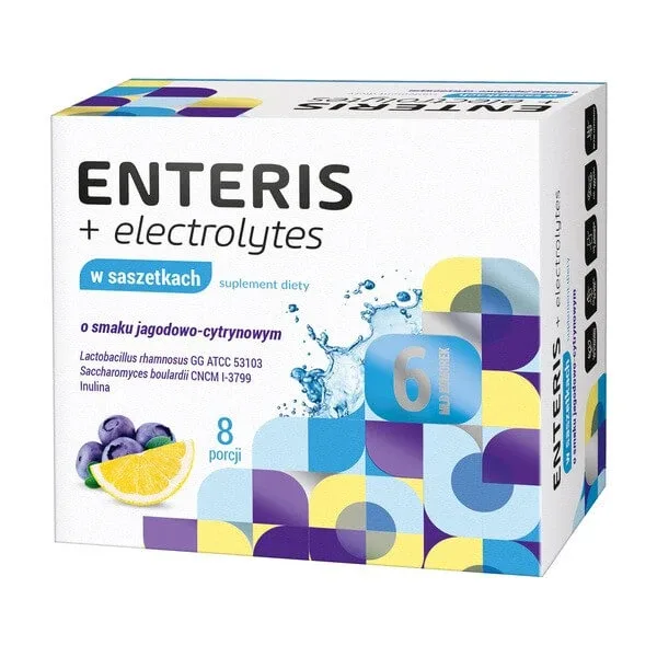Enteris + electroliți, pliculețe cu pulbere, aromă de fructe de pădure și lămâie, 8 buc. + 8 buc. — preț și oferte