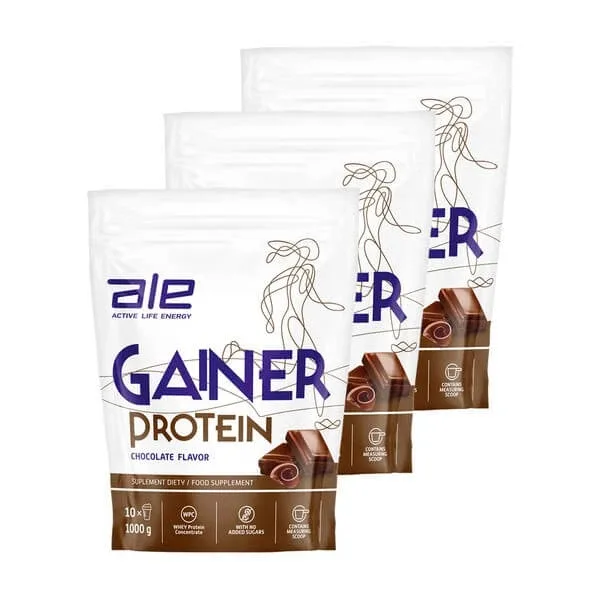 Set de 3 x ALE Gainer Protein cu aromă de ciocolată — preț și oferte