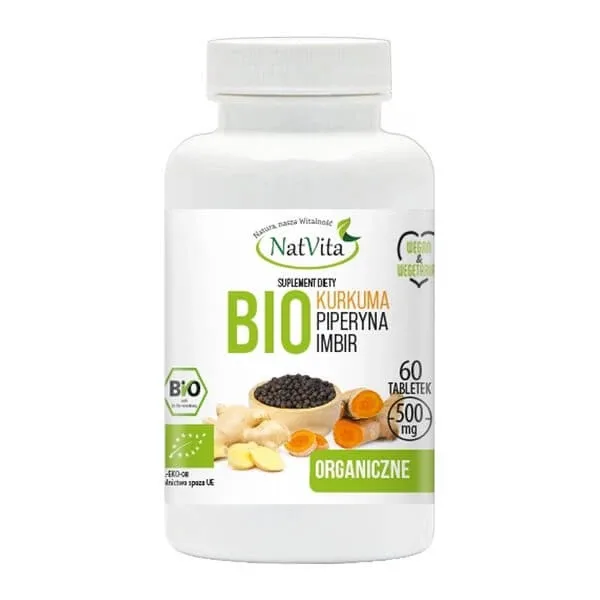 NatVita Bio Turmeric + Piperine + Ghimbir, comprimate, 60 buc. — preț și oferte