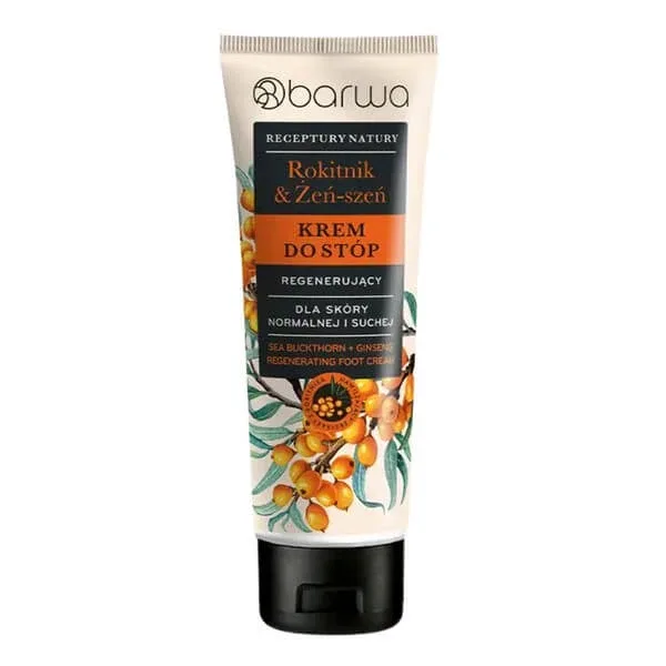 Barwa Receptury Natury, cremă regenerantă pentru picioare, cătină de mare &amp; Ginseng, 100 ml — preț și oferte