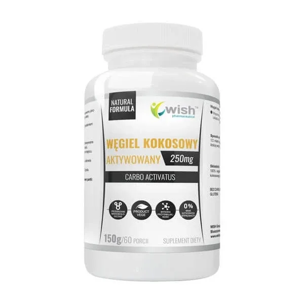 Wish Cărbune activat din nucă de cocos, 250 mg, pulbere, 150 g — preț și oferte