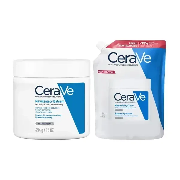Kit CeraVe, loțiune hidratantă pentru față și corp cu ceramide pentru piele uscată și foarte uscată, 454 g + pachet de reumplere, 454 g — preț și oferte