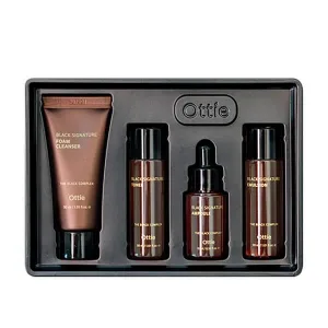 OTTIE Black Signature Miniature Set, set de îngrijire a pielii mature cu mucus de melc, 3 x 30 ml + 15 ml