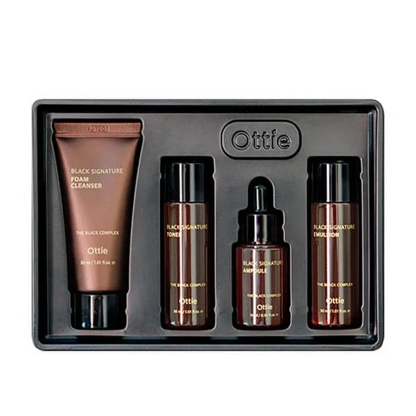 OTTIE Black Signature Miniature Set, set de îngrijire a pielii mature cu mucus de melc, 3 x 30 ml + 15 ml — preț și oferte