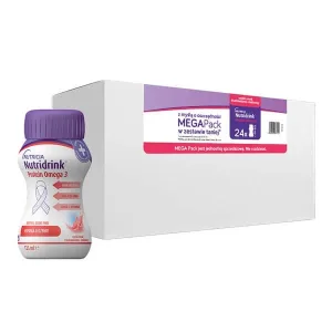 Nutridrink Protein Omega 3, MEGA Pack cu aromă de căpșuni și zmeură (6 x 4) x 125 ml