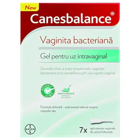 Canesbalance, gel pentru uz intravaginal pentru tratarea simptomelor vaginitei bacteriene , 7 aplicatoare preumplute cu gel , Bayer — preț și oferte