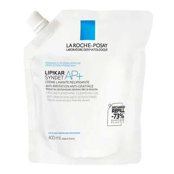 La Roche-Posay Lipikar Syndet AP+, cremă de curățare care reaprovizionează lipidele, împotriva iritațiilor pielii, reîncărcare, 400 ml — preț și oferte