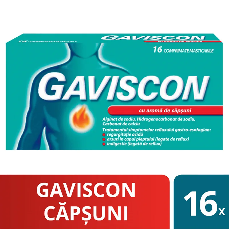 Gaviscon capsuni, Reckitt Benckiser | 16 comprimate — preț și oferte