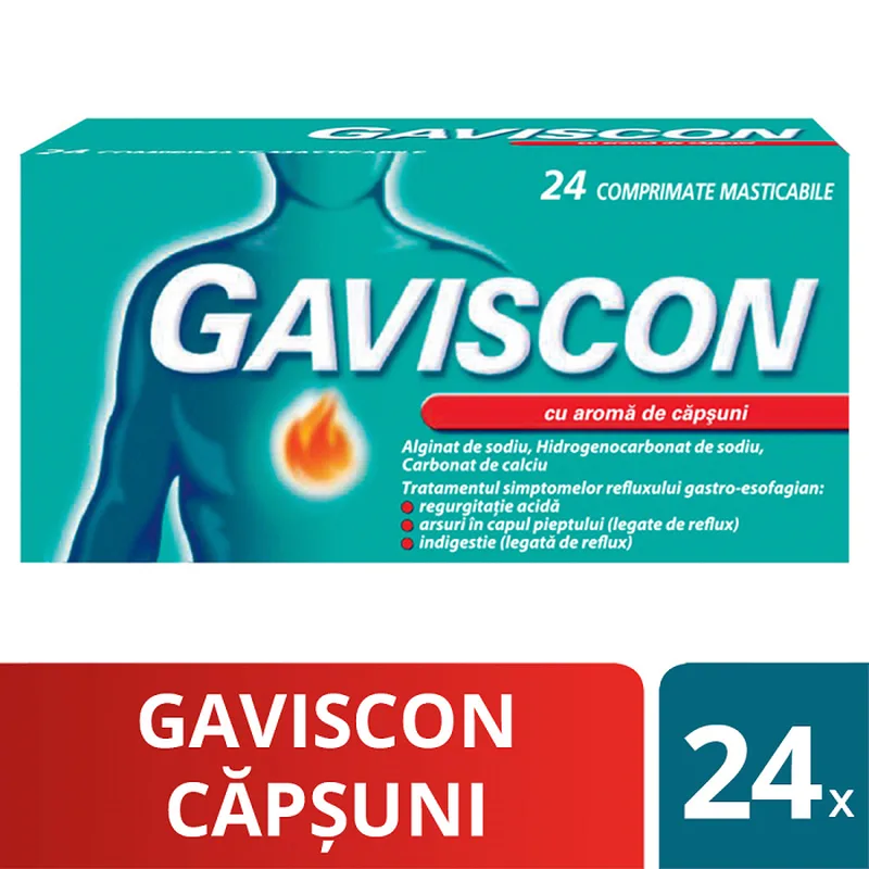 Gaviscon capsuni, Reckitt Benckiser | 24 comprimate — preț și oferte