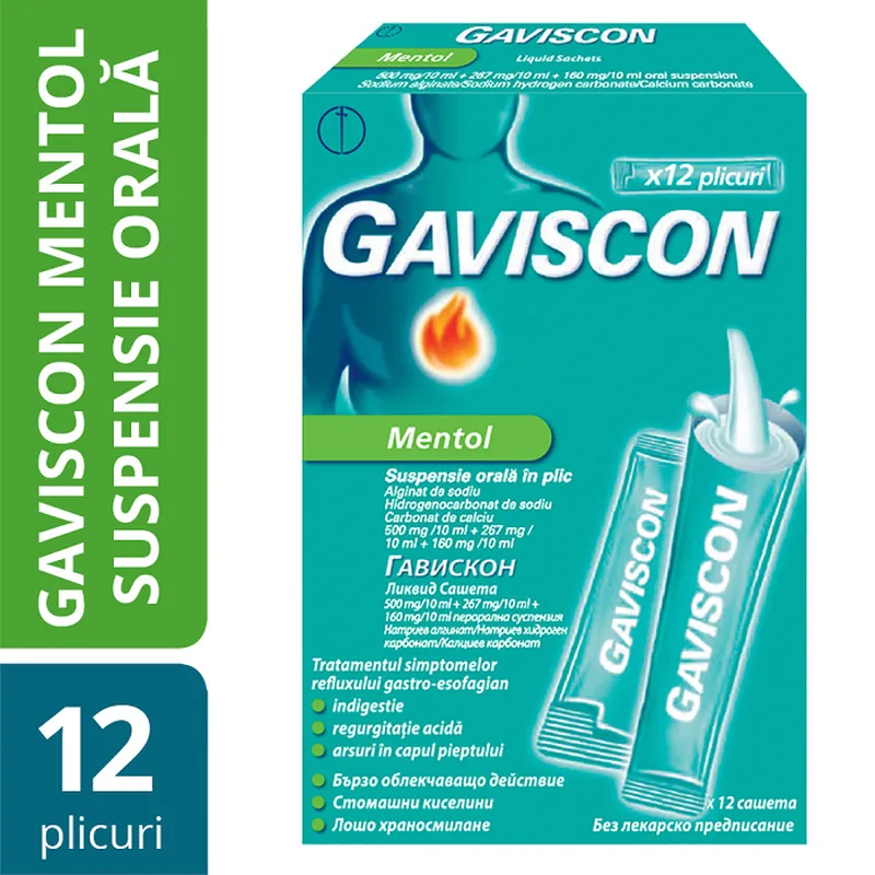 Gaviscon Mentol suspensie orala, Reckitt Benckiser | 12 plicuri — preț și oferte