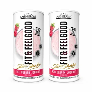 Layenberger Shake Fit+Feelgood Slim cu iaurt și fructe de pădure roșii, 2x396 g