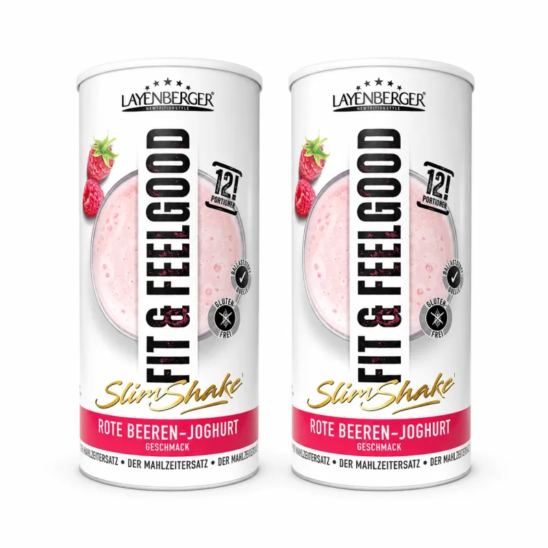 Layenberger Shake Fit+Feelgood Slim cu iaurt și fructe de pădure roșii, 2x396 g — preț și oferte