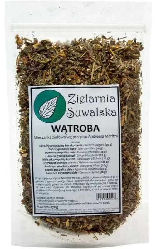 Amestec pe bază de plante pentru ficat conform unei rețete de Andreas Mortiz 170g Suwalska Zielarnia Suwalska Klimuszko Zielarnia Suwalska — preț și oferte