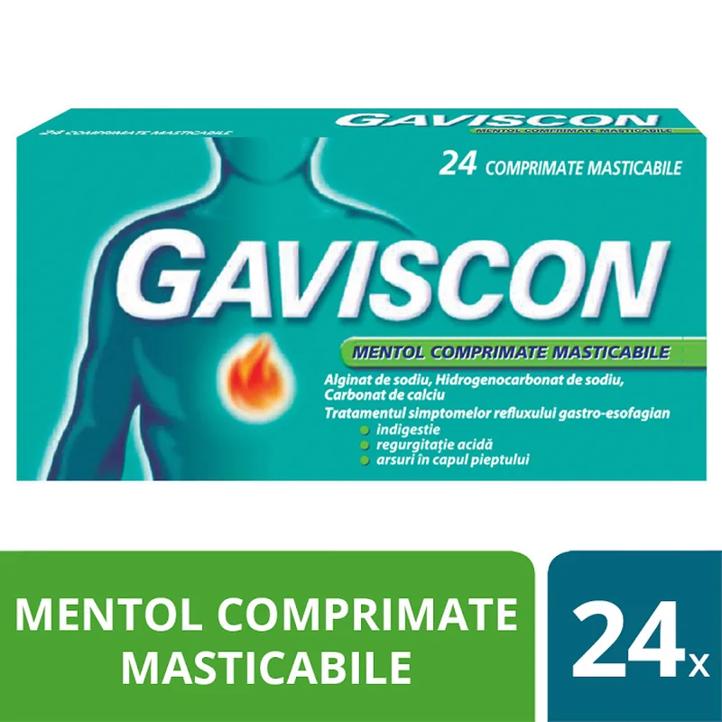 Gaviscon Mentol, Reckitt Benckiser | 24 comprimate — preț și oferte