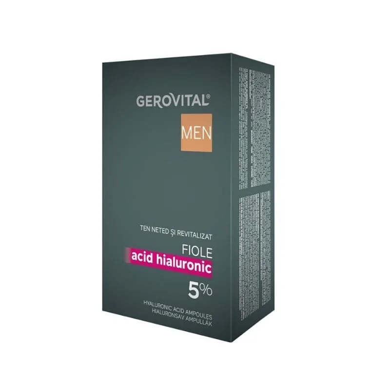 Fiole cu acid hialuronic 5% Men, 10 fiole*2 ml, Gerovital FARMEC — preț și oferte