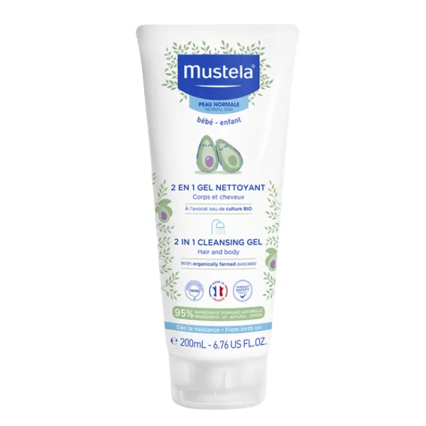 Gel de curatare 2 in 1 pentru par si corp, Mustela | 200 ml — preț și oferte
