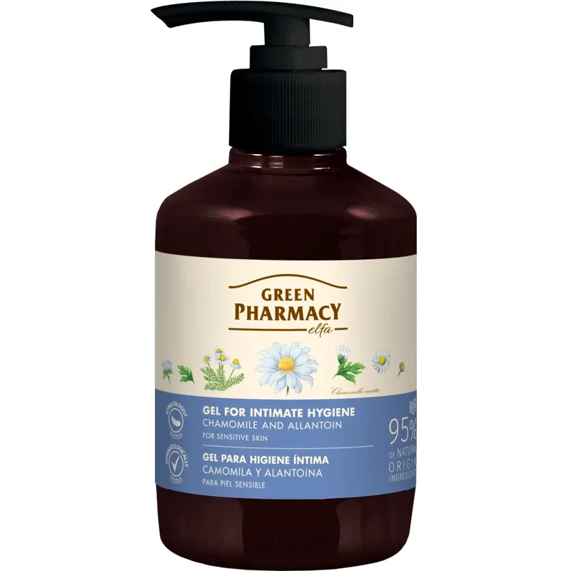 Green Pharmacy, gel de igienă intimă pentru piele sensibilă, mușețel și alantoină, 370 ml GREEN PHARMACY INFINITY — preț și oferte