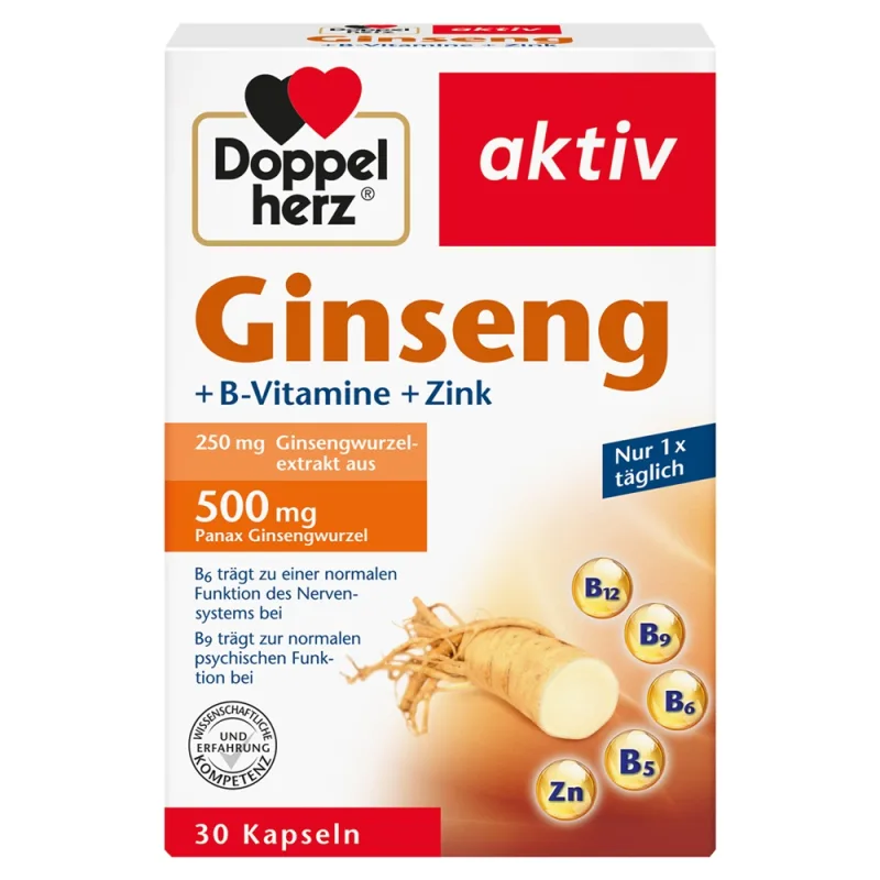 Ginseng + Vitamina B + Zinc, Doppelherz | 30 capsule — preț și oferte