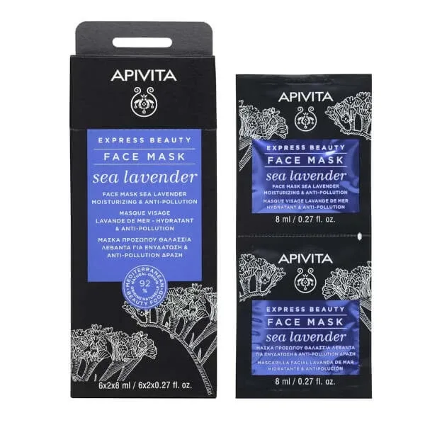 Apivita Mască antipoluare - Lavandă de mare 2x8ml — preț și oferte