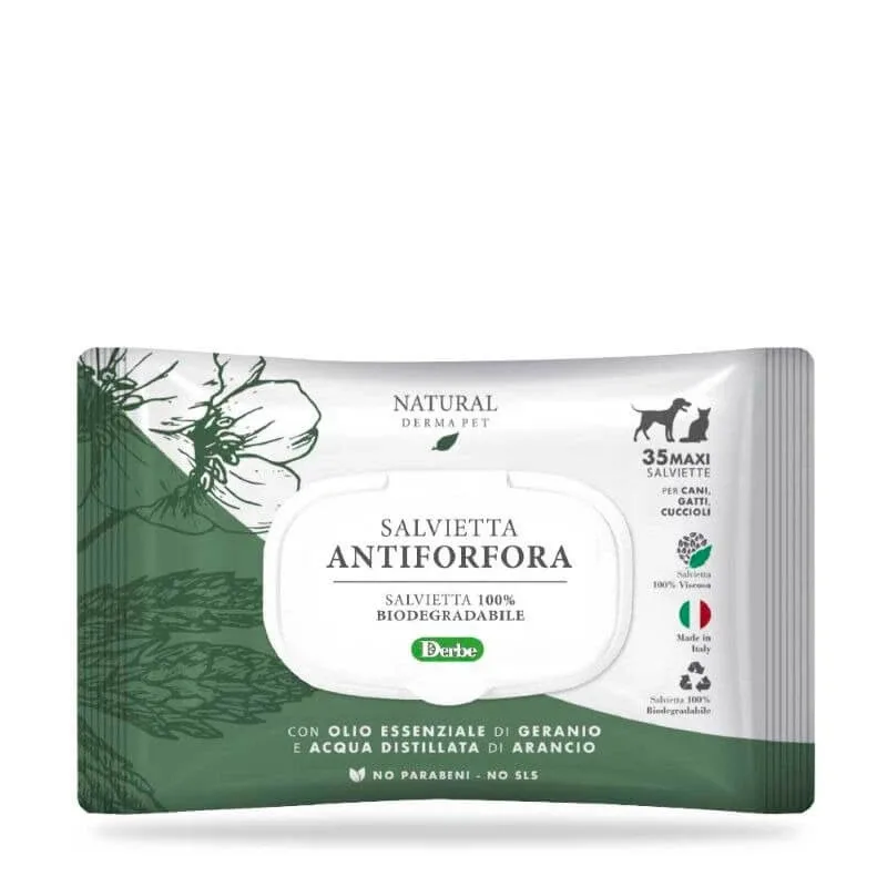 NATURAL DERMA PET WIPE "ANTI-MĂTREAȚĂ" CF. (35 BUC) ULEI ESENȚIAL DE GERANIU & APĂ DISTILATĂ DE PORTOCALE — preț și oferte