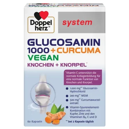 Doppelherz Glucozamina 1000 + Curcuma Vegan 60 comprimate — preț și oferte
