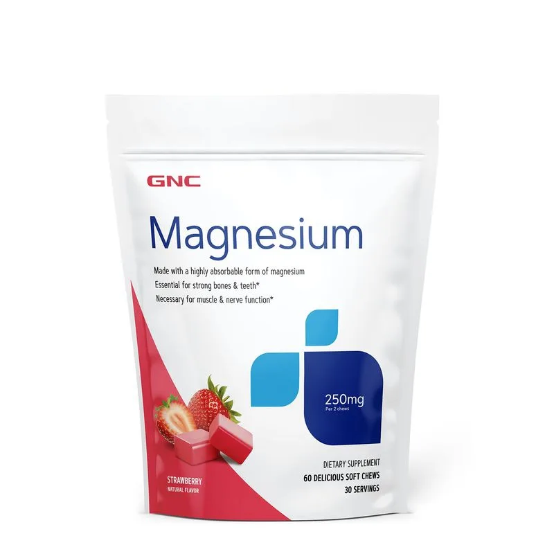 GNC Magnesium 250 Mg, Cu Aroma Naturala De Capsuni | 60 Caramele — preț și oferte