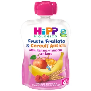 HiPP Fructe Mere Banane Zmeură cu spelt organic 90g