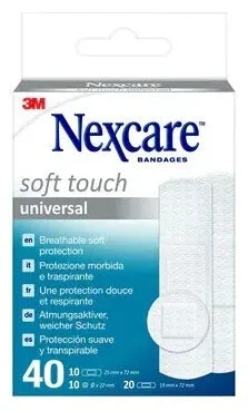 Tencuială pregătită 3m Nexcare Soft N0540as Asortate 3 mărimi 20 de tencuieli 19x72mm + 10 tencuieli 25x72mm + 10 tencuieli rotunde 22,5mm — preț și oferte