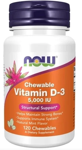 Now Foods Vitamina D3 5000IU 120 pastile — preț și oferte
