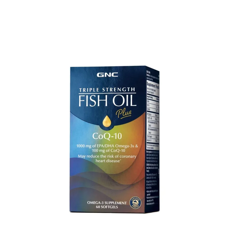 GNC Triple Strength Fish Oil Plus CoQ-10, Ulei de Peste Plus Coenzima Q-10 | 60 cps — preț și oferte