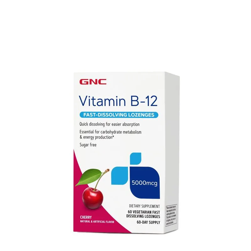 GNC Vitamina B-12 5000 mcg cu Dizolvare Rapida, cu Aroma de Cirese | 60 Drajeuri — preț și oferte