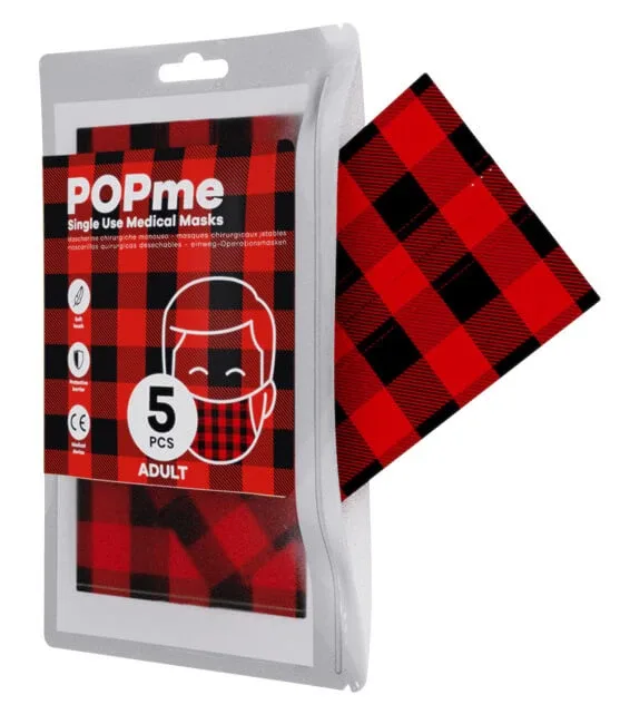 Popme Măști chirurgicale Tartan roșu 5 bucăți — preț și oferte