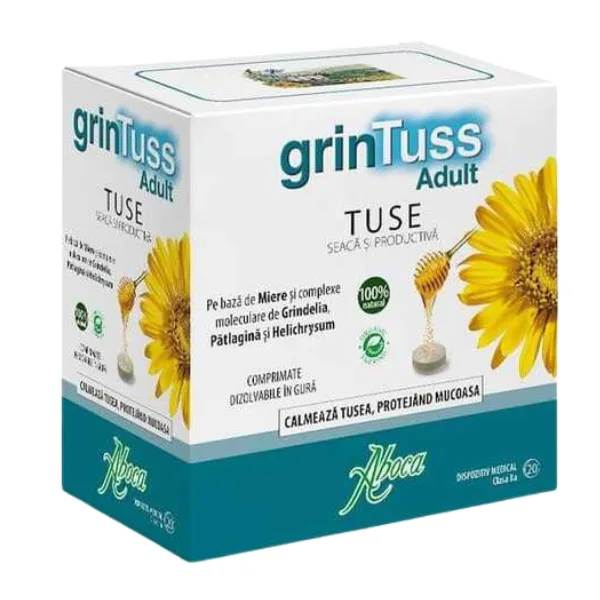 GrinTuss Adult pentru tuse seaca si productiva, Aboca | 20 cpr — preț și oferte
