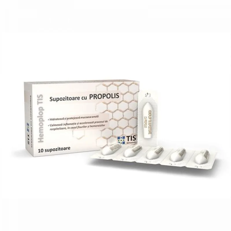 HEMOPLOP SUPOZITOARE ANTIHEMOROIDALE CU PROPOLIS X10 TIS FARMACEUTIC — preț și oferte