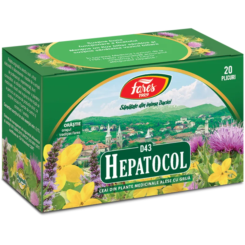 Hepatocol, D43, ceai la plic, Fares | 20 plicuri — preț și oferte